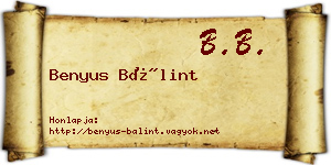 Benyus Bálint névjegykártya