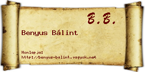 Benyus Bálint névjegykártya
